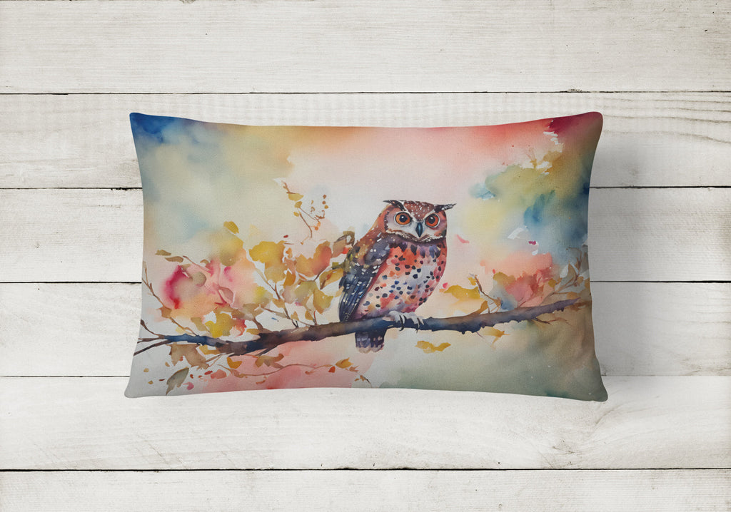 Elf Owl on Blossom Branch Decorative Throw Pillow 12x16 Indoor Outdoor Accent Cushion, Fabric Cover with Insert for Sofa, Bed, Porch & Living Room