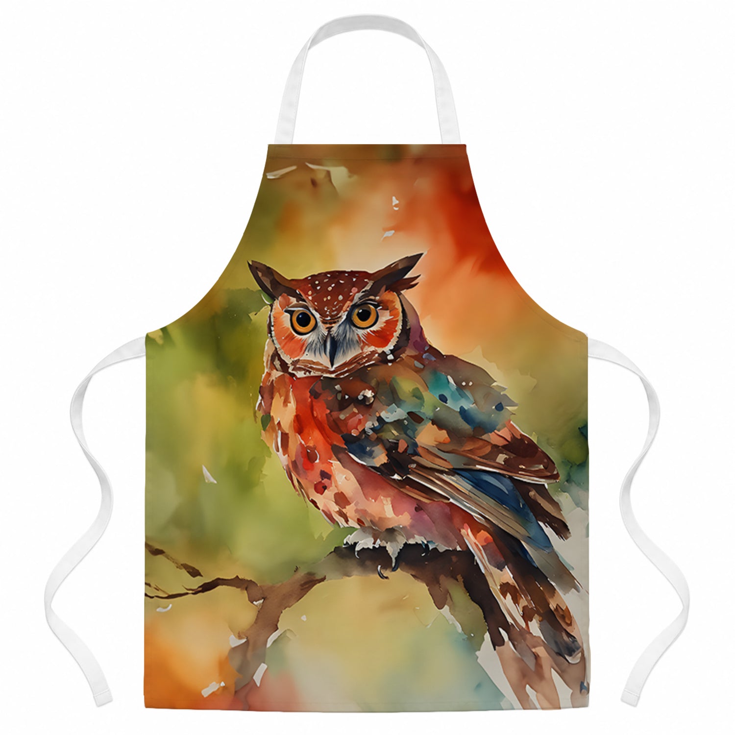 Elf Owl Perched Branch Apron Cooking Kitchen Server Baking Crafts Gardening for Adult Women Men, Unisex, Large, Multicolor