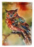 Elf Owl Perched Branch House Flag 28x40 Porch Sleeve Pole Decorative Outside Yard Banner Artwork Wall Hanging, Polyester