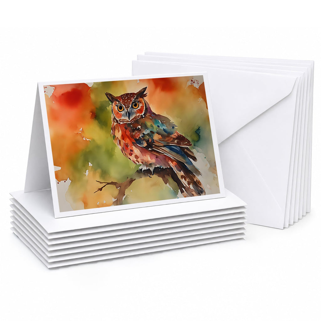 Elf Owl Perched Branch Greeting Cards Pack of 8 Blank Cards with Envelopes Whimsical A7 Size 5x7