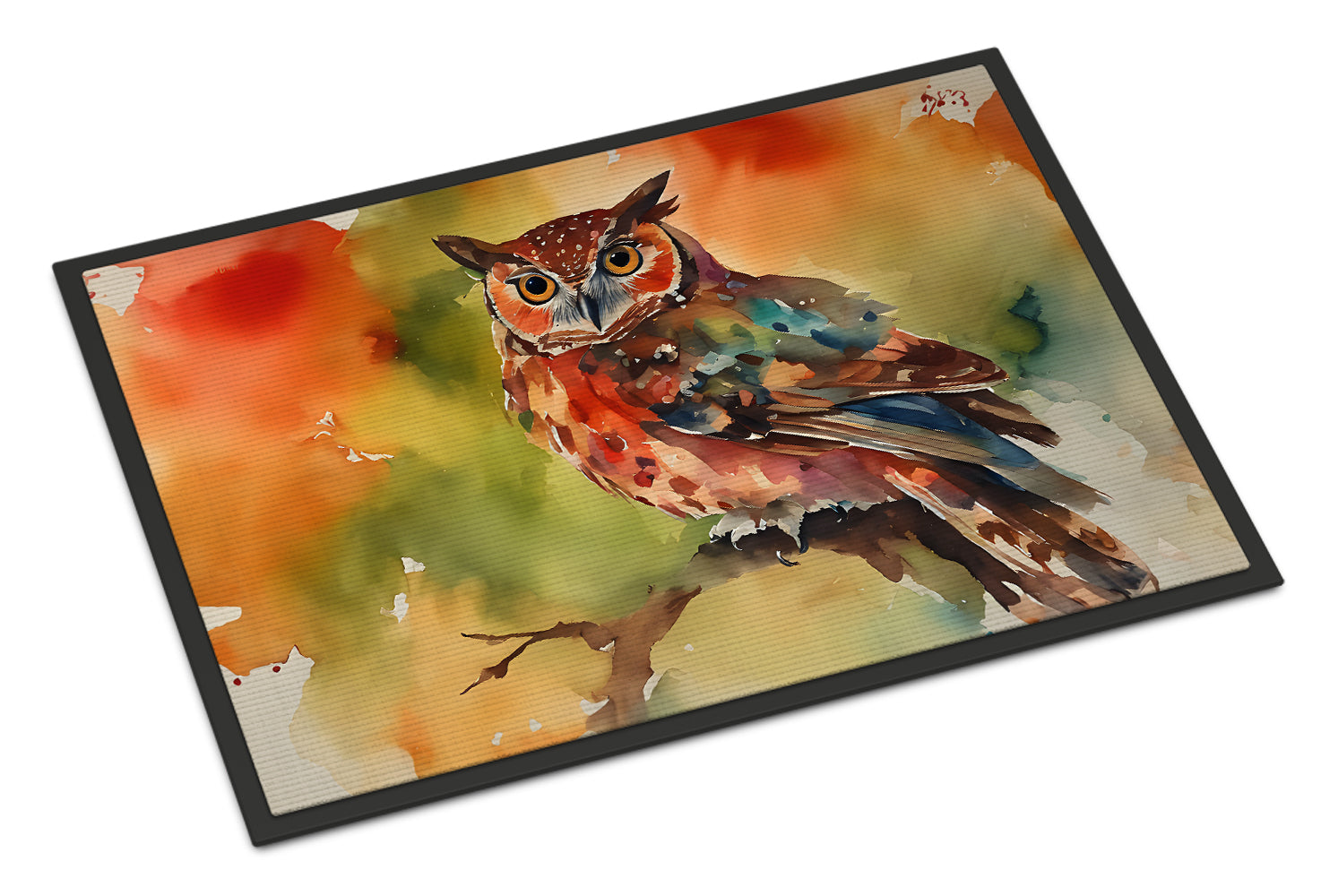 Elf Owl Perched Branch Doormat Indoor Outdoor 18H X 27W Front Door Mat Rugs for Entryway, Non Slip Washable