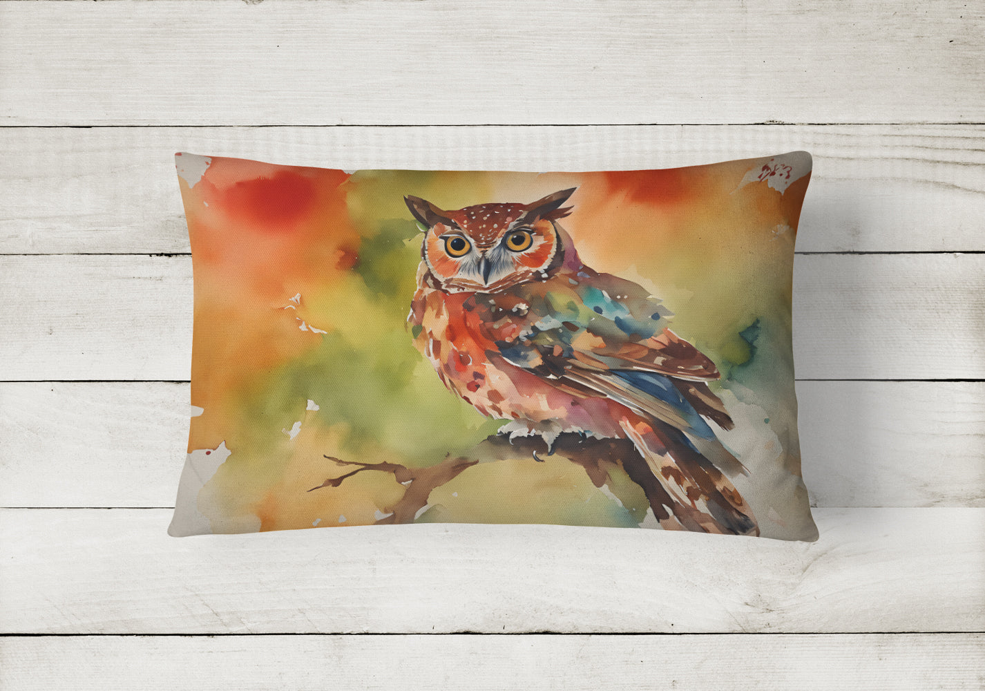 Elf Owl Perched Branch Decorative Throw Pillow 12x16 Indoor Outdoor Accent Cushion, Fabric Cover with Insert for Sofa, Bed, Porch & Living Room