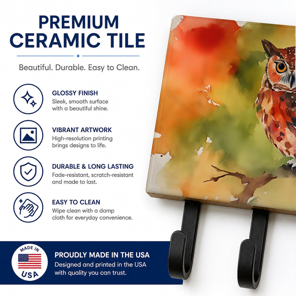 Elf Owl Perched Branch Leash or Key Holder Wall Hooks, Coat Rack Wall Mount, for Hanging Keys, Towels, Aprons, Leashes