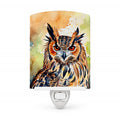 Eurasian Eagle Owl Close-Up Portrait Ceramic Night Light Compact, UL-Certified, Ideal for Bedroom, Bathroom, Nursery, Hallway, Kitchen, 6x4x3, Multicolor
