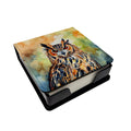 Eurasian Eagle Owl Close-Up Portrait PU Leather Note Paper Holder with Artist-Designed Cover, Desk Accessory, Office Gift