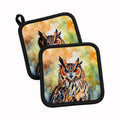 Eurasian Eagle Owl Close-Up Portrait Pot Holder Set of 2 Heat Resistant Quilted Hot Pads 7.5 x 7.5 Inch, Insulated Kitchen Trivets for Cooking & Baking