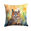 Eurasian Eagle Owl Close-Up Portrait Decorative Throw Pillow 14x14 Indoor Outdoor Accent Cushion, Fabric Cover with Insert for Sofa, Bed, Porch & Living Room