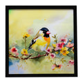 American Goldfinch on Blossom Branch Framed Metal Print Bathroom, Kitchen, Office, Home Decor Wall Art Ready to Hang, Square, 8X8