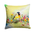 American Goldfinch on Blossom Branch Decorative Throw Pillow 18x18 Indoor Outdoor Accent Cushion, Fabric Cover with Insert for Sofa, Bed, Porch & Living Room