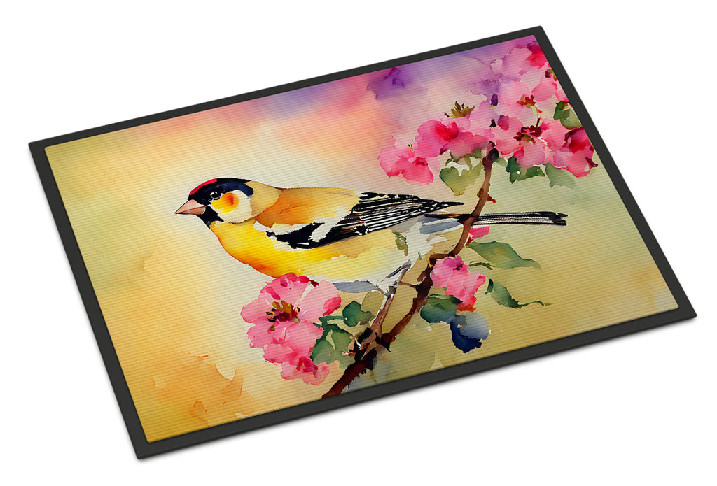 American Goldfinch with Blossoms Doormat Indoor Outdoor 24H X 36W Front Door Mat Rugs for Entryway, Non Slip Washable Low Pile,