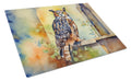 Great Horned Owl on Stone Arch Cutting Board Tempered Glass Kitchen Cutting Surface, Heat Resistant Chopping, Non-Slip Feet, Food Prep & Serving