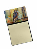 Great Horned Owl on Stone Arch Watercolor Sticky Note Holder Refillable Dispenser Desk Accessory 3x3 Pad Gift