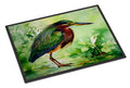 Green Heron Standing Marsh Doormat Indoor Outdoor 24H X 36W Front Door Mat Rugs for Entryway, Non Slip Washable Low Pile,