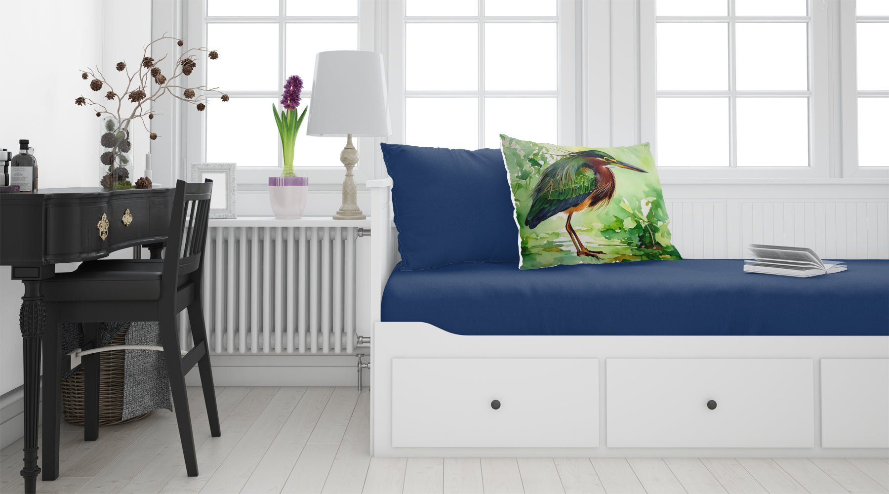 Green Heron Standing Marsh Standard Pillowcase Lightweight Super Soft Easy Care Decorative Artwork Pillowcase, Standard
