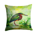 Green Heron Standing Marsh Decorative Throw Pillow 14x14 Indoor Outdoor Accent Cushion, Fabric Cover with Insert for Sofa, Bed, Porch & Living Room