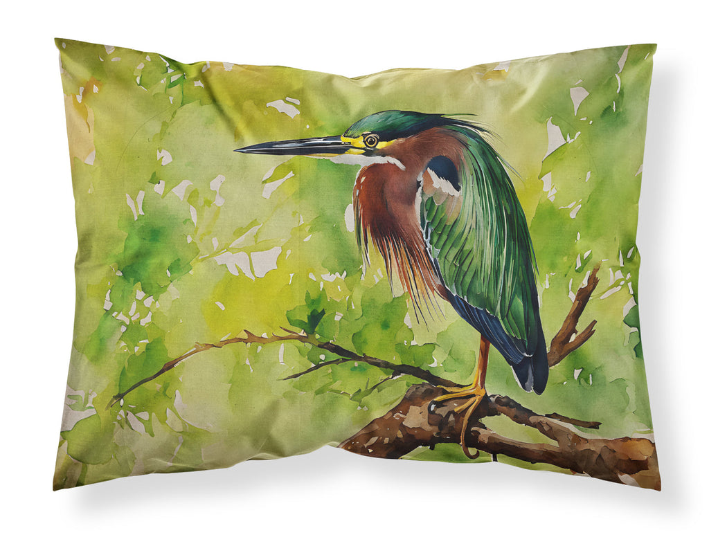 Green Heron Perched Branch Standard Pillowcase Lightweight Super Soft Easy Care Decorative Artwork Pillowcase, Standard