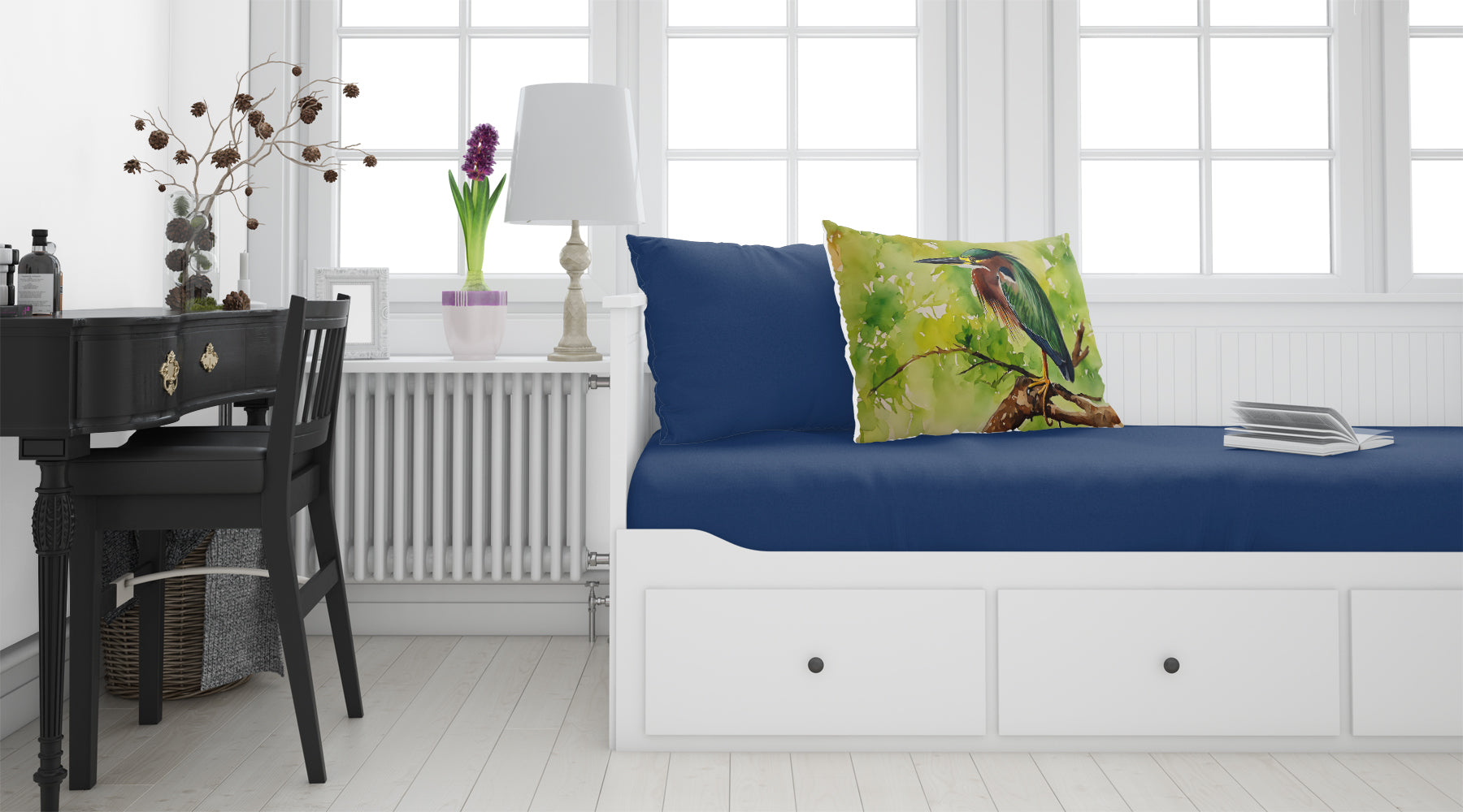 Green Heron Perched Branch Standard Pillowcase Lightweight Super Soft Easy Care Decorative Artwork Pillowcase, Standard
