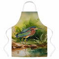 Green Heron Standing Shoreline Apron Cooking Kitchen Server Baking Crafts Gardening for Adult Women Men, Unisex, Large, Multicolor