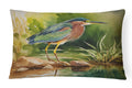 Green Heron Standing Shoreline Decorative Throw Pillow 12x16 Indoor Outdoor Accent Cushion, Fabric Cover with Insert for Sofa, Bed, Porch & Living Room