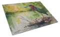 Green Heron by Water Edge Cutting Board Tempered Glass Kitchen Cutting Surface, Heat Resistant Chopping, Non-Slip Feet, Food Prep & Serving