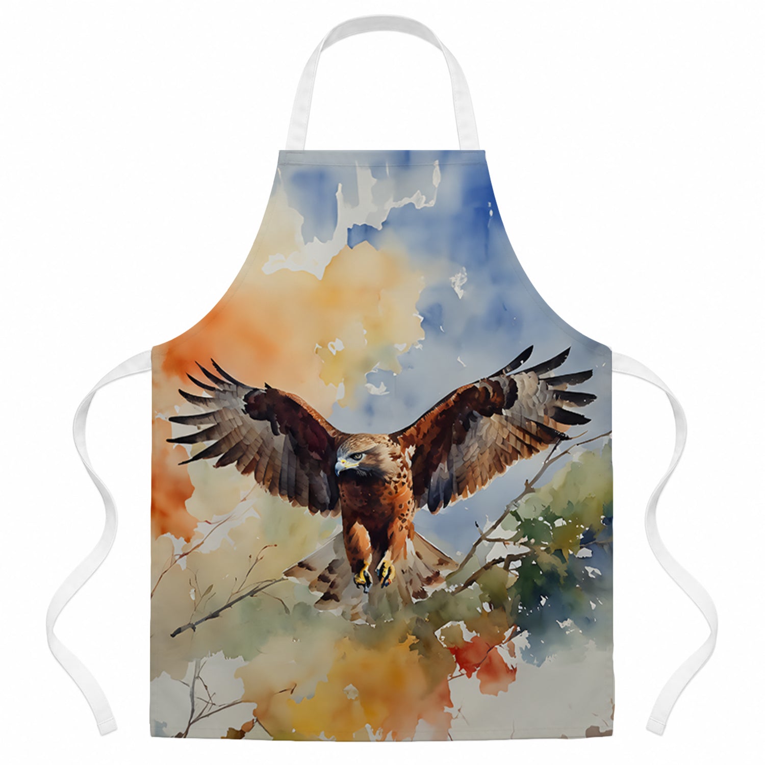Red Tailed Hawk Landing Wings Spread Apron Cooking Kitchen Server Baking Crafts Gardening for Adult Women Men, Unisex, Large, Multicolor