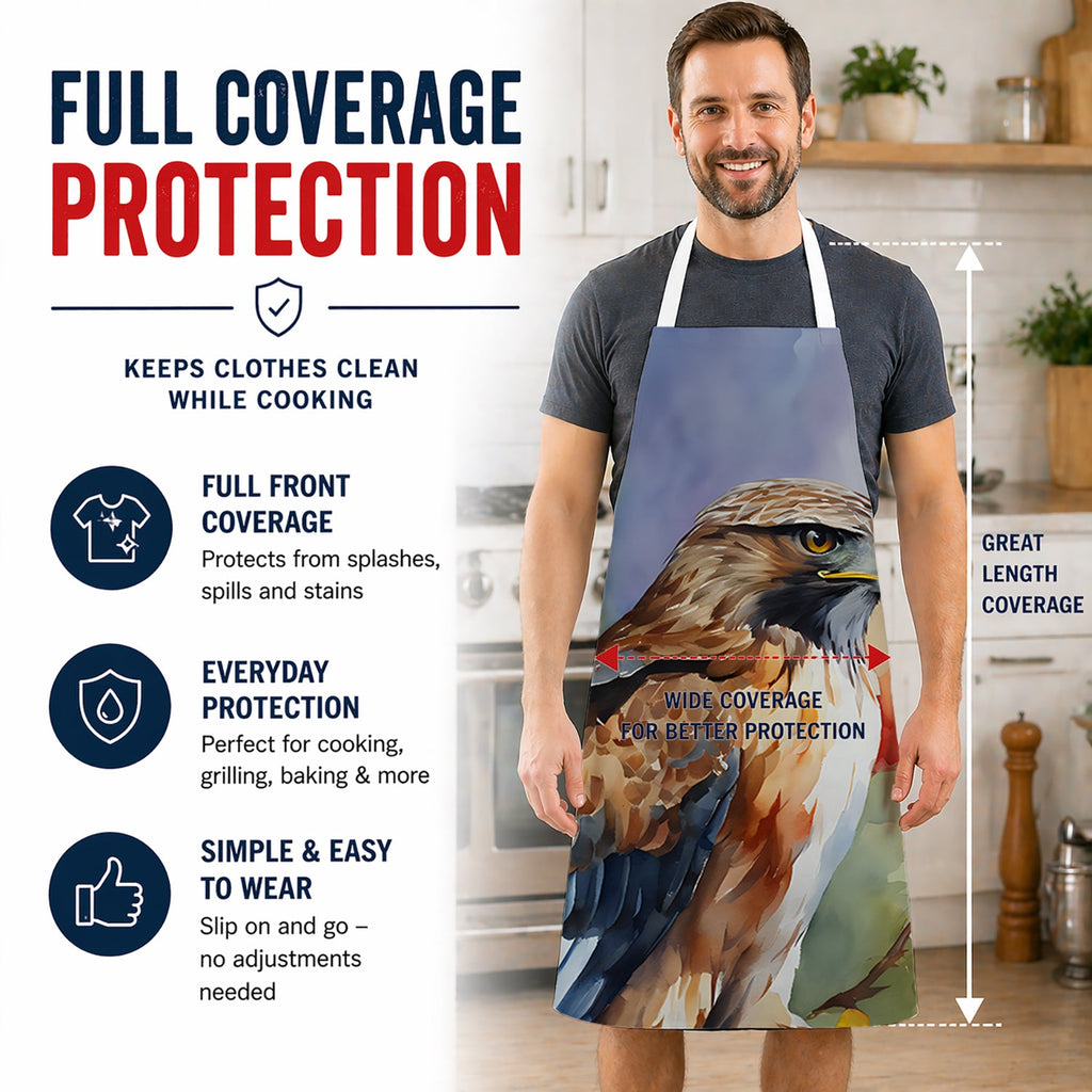 Red Tailed Hawk Portrait Wildlife Apron Cooking Kitchen Server Baking Crafts Gardening for Adult Women Men, Unisex, Large, Multicolor