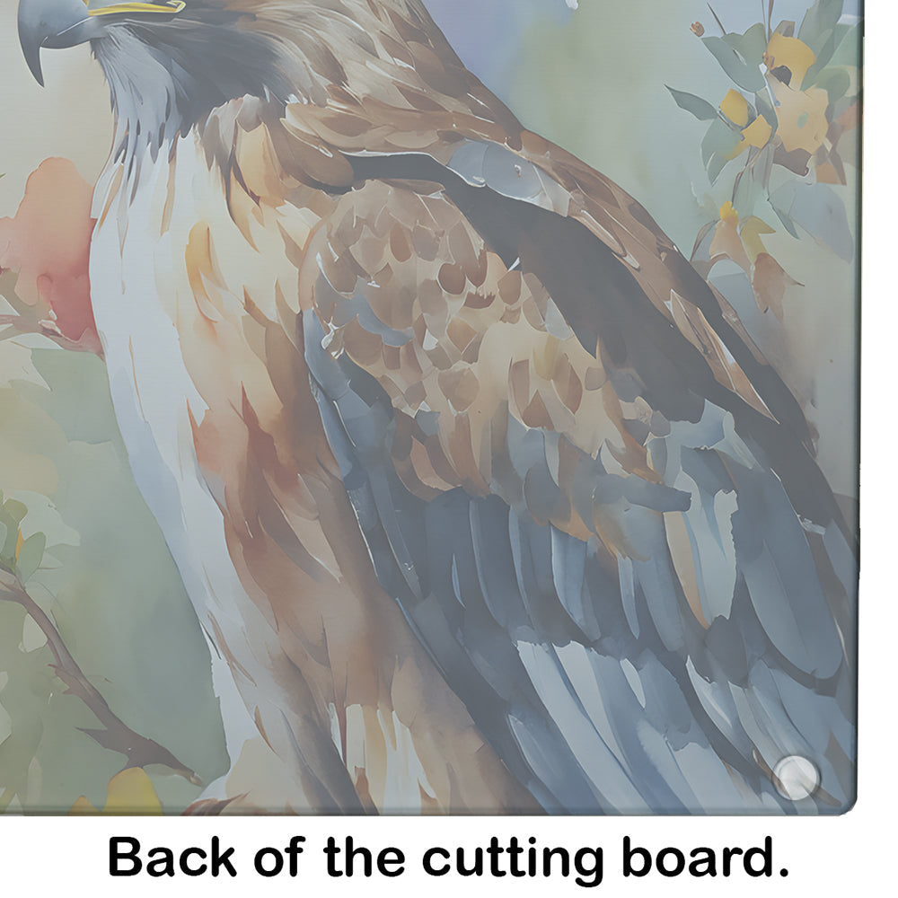 Red Tailed Hawk Portrait Wildlife Cutting Board Tempered Glass Kitchen Cutting Surface, Heat Resistant Chopping, Non-Slip Feet, Food Prep & Serving