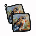 Red Tailed Hawk Portrait Wildlife Pot Holder Set of 2 Heat Resistant Quilted Hot Pads 7.5 x 7.5 Inch, Insulated Kitchen Trivets for Cooking & Baking
