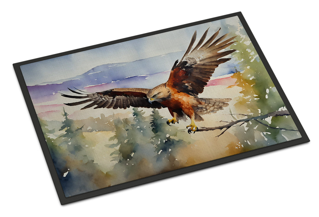 Red Tailed Hawk Flying Landscape Doormat Indoor Outdoor 24H X 36W Front Door Mat Rugs for Entryway, Non Slip Washable Low Pile,