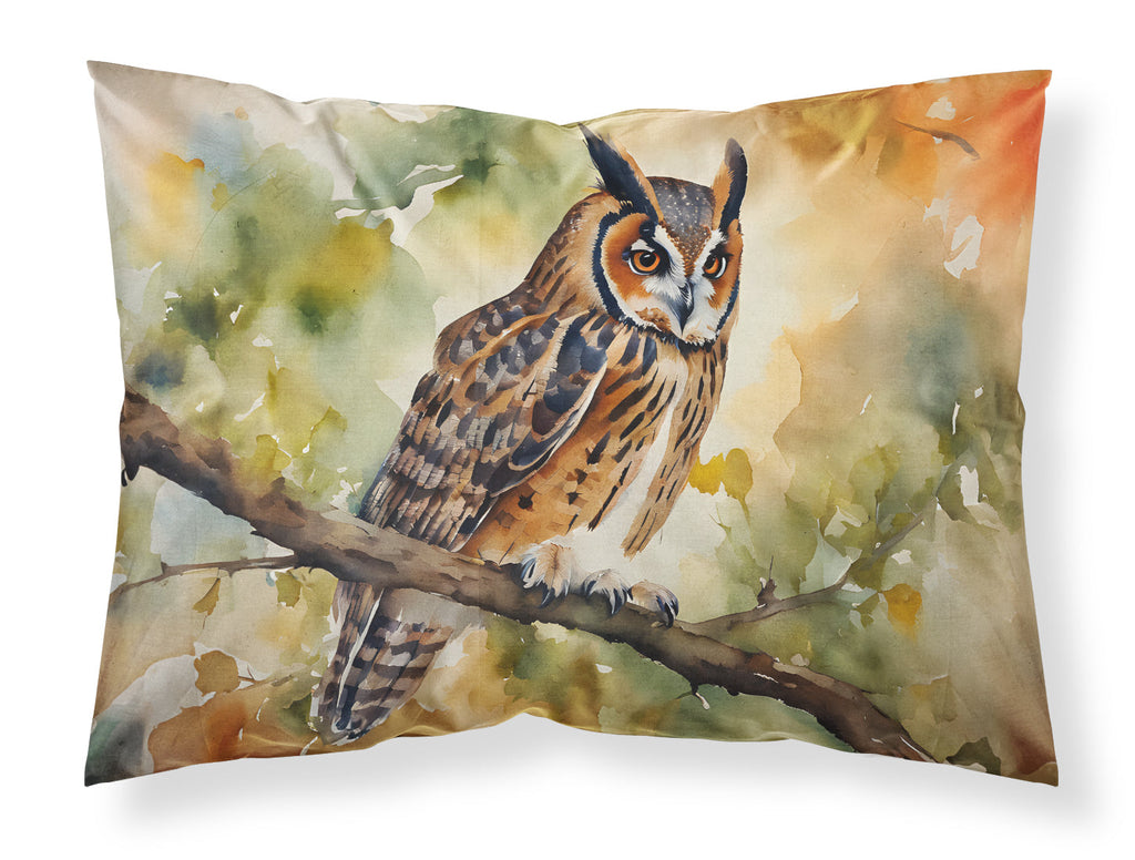Long-Eared Owll Perched Branch Standard Pillowcase Lightweight Super Soft Easy Care Decorative Artwork Pillowcase, Standard
