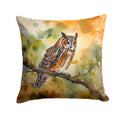 Long-Eared Owll Perched Branch Decorative Throw Pillow 18x18 Indoor Outdoor Accent Cushion, Fabric Cover with Insert for Sofa, Bed, Porch & Living Room