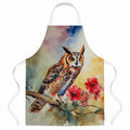 Long-Eared Owl with Blossoms Apron Cooking Kitchen Server Baking Crafts Gardening for Adult Women Men, Unisex, Large, Multicolor