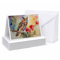 Long-Eared Owl with Blossoms Greeting Cards Pack of 8 Blank Cards with Envelopes Whimsical A7 Size 5x7