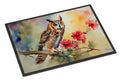 Long-Eared Owl with Blossoms Doormat Indoor Outdoor 18H X 27W Front Door Mat Rugs for Entryway, Non Slip Washable