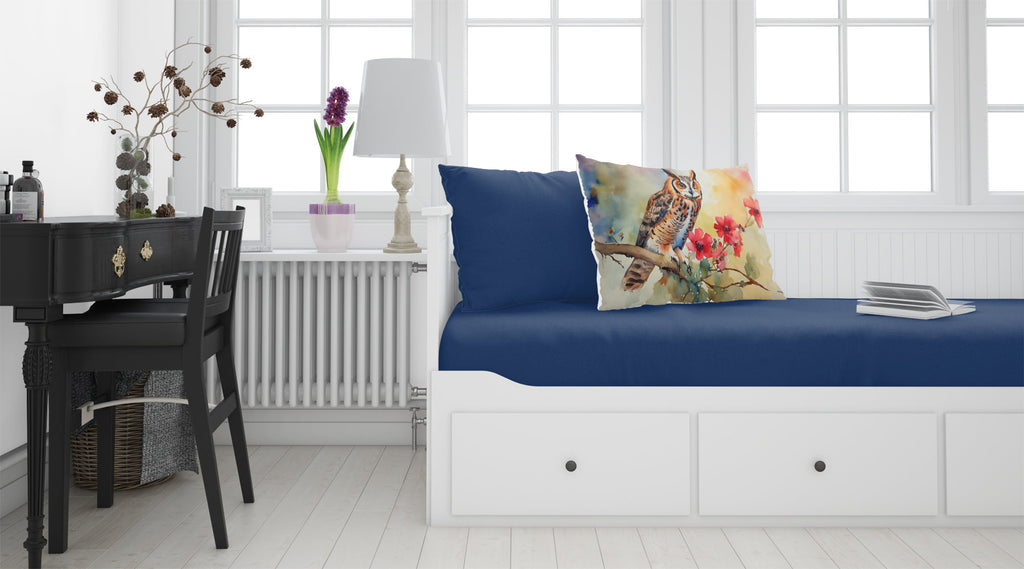 Long-Eared Owl with Blossoms Standard Pillowcase Lightweight Super Soft Easy Care Decorative Artwork Pillowcase, Standard