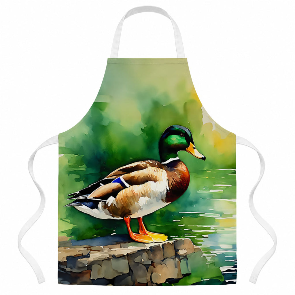 Mallard Duck Standing Pond Edge Apron Cooking Kitchen Server Baking Crafts Gardening for Adult Women Men, Unisex, Large, Multicolor