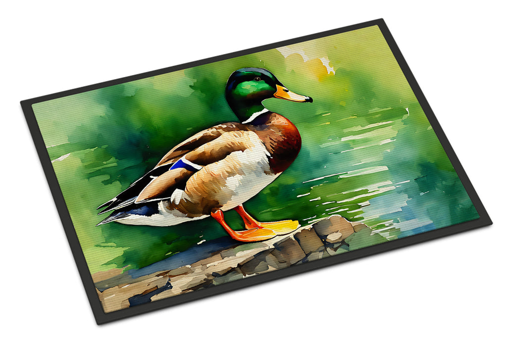 Mallard Duck Standing Pond Edge Doormat Indoor Outdoor 18H X 27W Front Door Mat Rugs for Entryway, Non Slip Washable