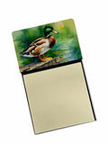 Mallard Duck Standing Pond Edge Watercolor Sticky Note Holder Refillable Dispenser Desk Accessory 3x3 Pad Gift