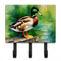 Mallard Duck Standing Pond Edge Leash or Key Holder Wall Hooks, Coat Rack Wall Mount, for Hanging Keys, Towels, Aprons, Leashes