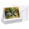 Mallard Ducks Swimming Pond Greeting Cards Pack of 8 Blank Cards with Envelopes Whimsical A7 Size 5x7