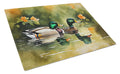 Mallard Ducks Swimming Pond Cutting Board Tempered Glass Kitchen Cutting Surface, Heat Resistant Chopping, Non-Slip Feet, Food Prep & Serving