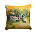 Mallard Ducks Swimming Pond Decorative Throw Pillow 18x18 Indoor Outdoor Accent Cushion, Fabric Cover with Insert for Sofa, Bed, Porch & Living Room