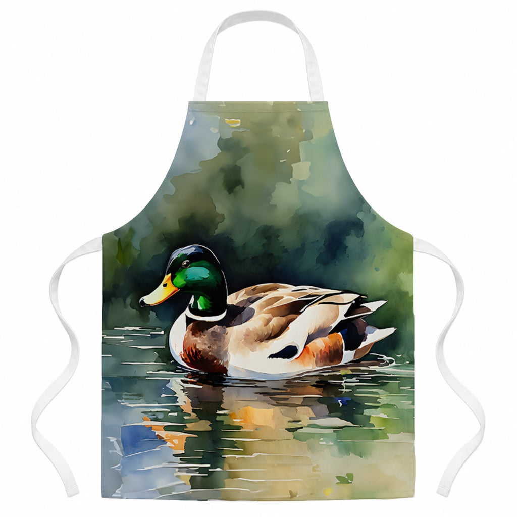 Mallard Duck Swimming Calm Water Apron Cooking Kitchen Server Baking Crafts Gardening for Adult Women Men, Unisex, Large, Multicolor