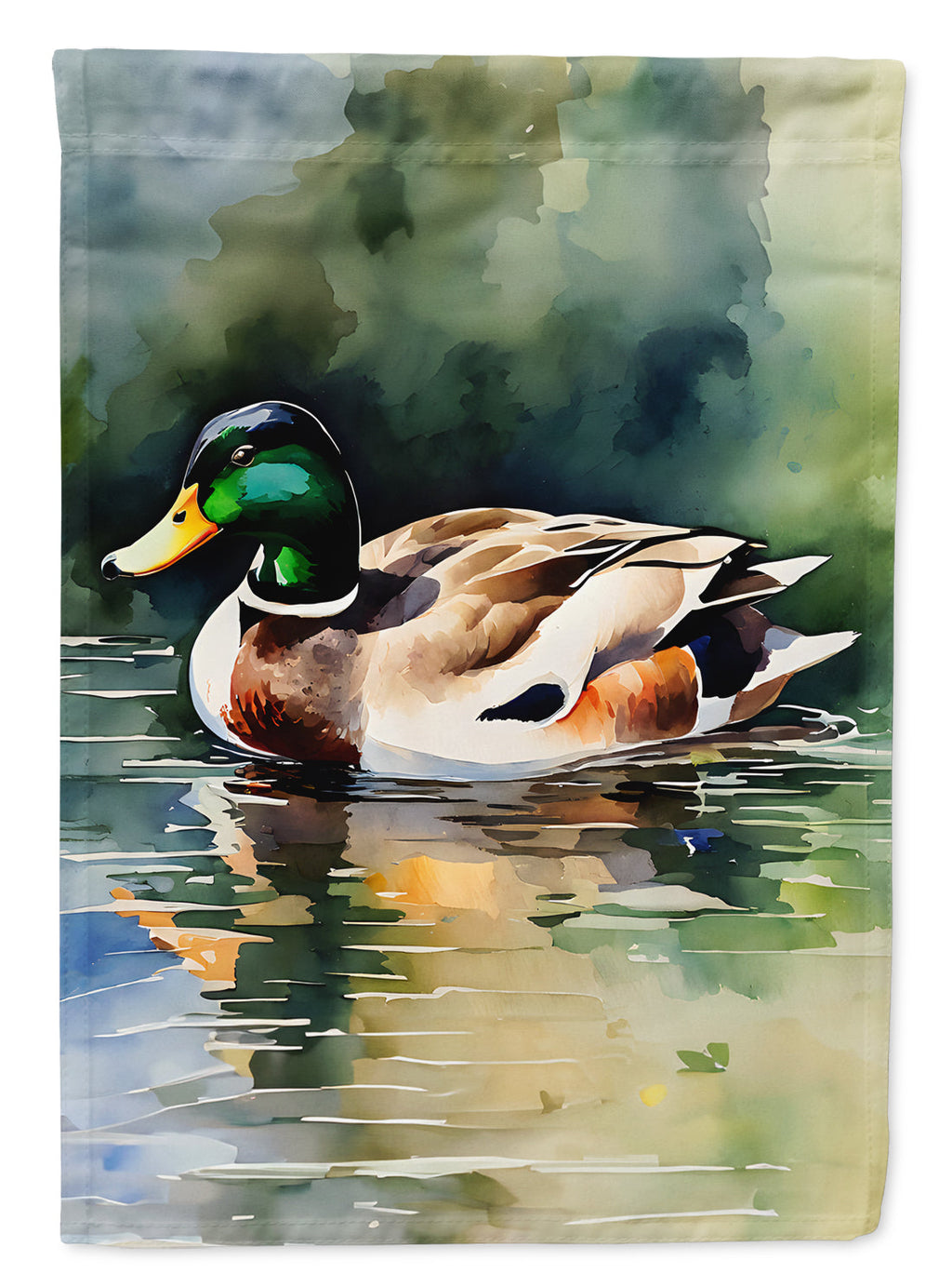 Mallard Duck Swimming Calm Water House Flag 28x40 Porch Sleeve Pole Decorative Outside Yard Banner Artwork Wall Hanging, Polyester