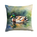Mallard Duck Swimming Calm Water Decorative Throw Pillow 18x18 Indoor Outdoor Accent Cushion, Fabric Cover with Insert for Sofa, Bed, Porch & Living Room