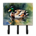 Mallard Duck Swimming Calm Water Leash or Key Holder Wall Hooks, Coat Rack Wall Mount, for Hanging Keys, Towels, Aprons, Leashes