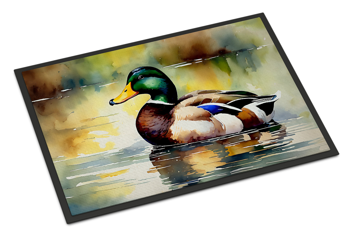 Mallard Duck Floating Pond Reflection Doormat Indoor Outdoor 24H X 36W Front Door Mat Rugs for Entryway, Non Slip Washable Low Pile,