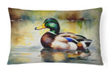 Mallard Duck Floating Pond Reflection Decorative Throw Pillow 12x16 Indoor Outdoor Accent Cushion, Fabric Cover with Insert for Sofa, Bed, Porch & Living Room