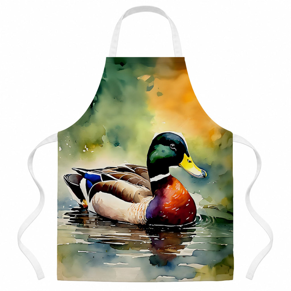Mallard Duck Swimming Pond Scene Apron Cooking Kitchen Server Baking Crafts Gardening for Adult Women Men, Unisex, Large, Multicolor