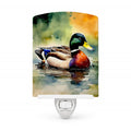 Mallard Duck Swimming Pond Scene Ceramic Night Light Compact, UL-Certified, Ideal for Bedroom, Bathroom, Nursery, Hallway, Kitchen, 6x4x3, Multicolor
